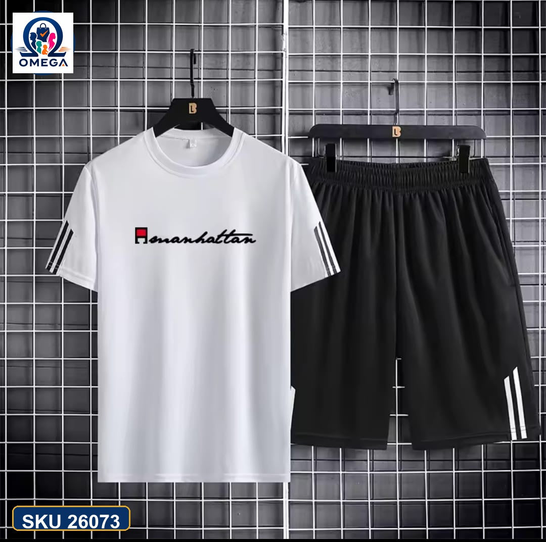 Mash T-Shirt and Shorts Combo White Promised Land Script product photo | OmegaBD
