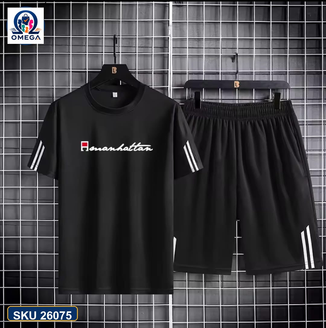 Mash T-Shirt and Shorts Combo Black Promised Land Script product photo | OmegaBD