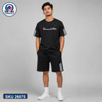 Mash T-Shirt and Shorts Combo Black Promised Land Script Bangladeshi model preview | OmegaBD