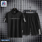 Mash T-Shirt and Shorts Combo Black Minimal Script product photo | OmegaBD