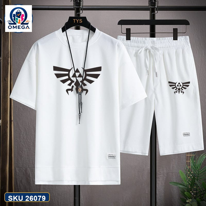 Mash T-Shirt and Shorts Combo White Wing Emblem product photo | OmegaBD