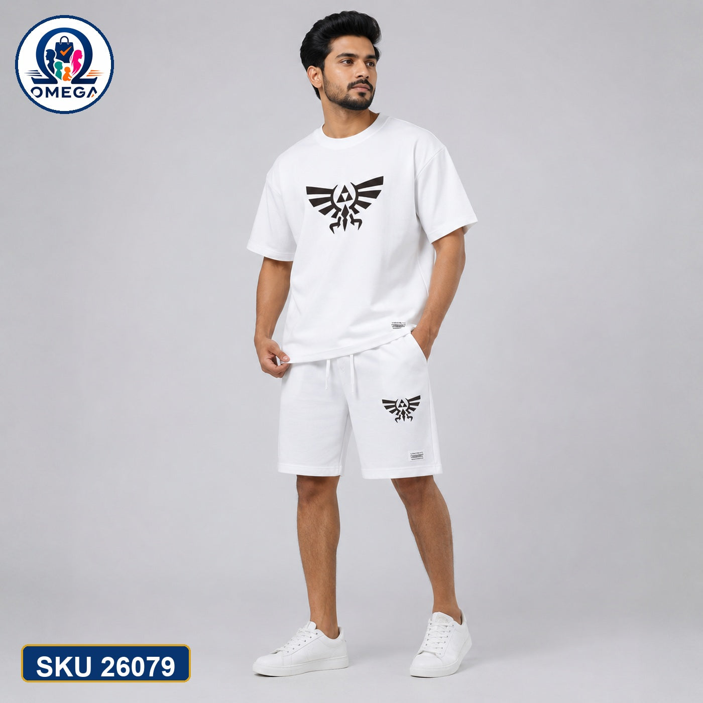 Mash T-Shirt and Shorts Combo White Wing Emblem Bangladeshi model preview | OmegaBD