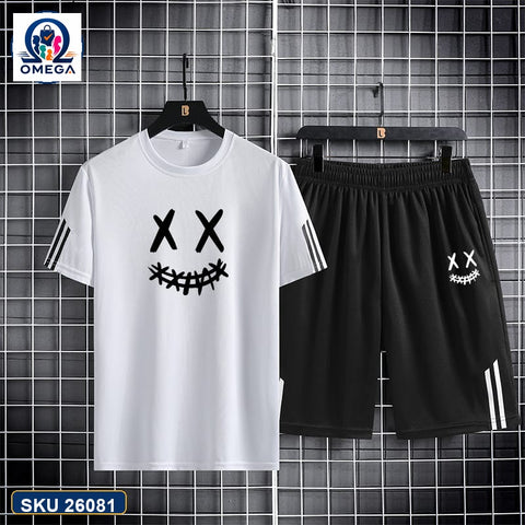 Mash T-Shirt and Shorts Combo White X Eyes Smile product photo | OmegaBD