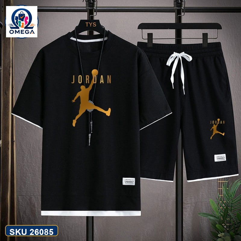 Mash T-Shirt and Shorts Combo Black Jordan Gold product photo | OmegaBD