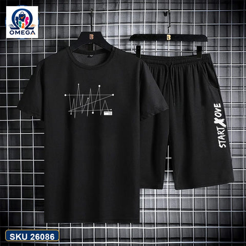 Mash T-Shirt and Shorts Combo Black Start Love Line product photo | OmegaBD