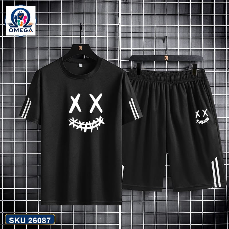 Mash T-Shirt and Shorts Combo Black X Eyes Smile product photo | OmegaBD
