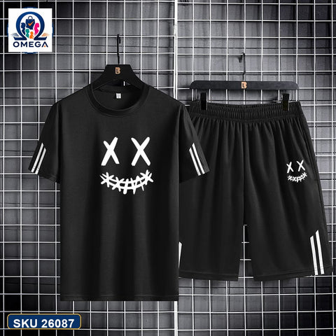 Mash T-Shirt and Shorts Combo Black X Eyes Smile product photo | OmegaBD