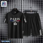 Mash T-Shirt and Shorts Combo Black Paris Emblem product photo | OmegaBD