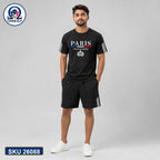 Mash T-Shirt and Shorts Combo Black Paris Emblem Bangladeshi model preview | OmegaBD