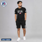 Mash T-Shirt and Shorts Combo Black USA Flag Bangladeshi model preview | OmegaBD