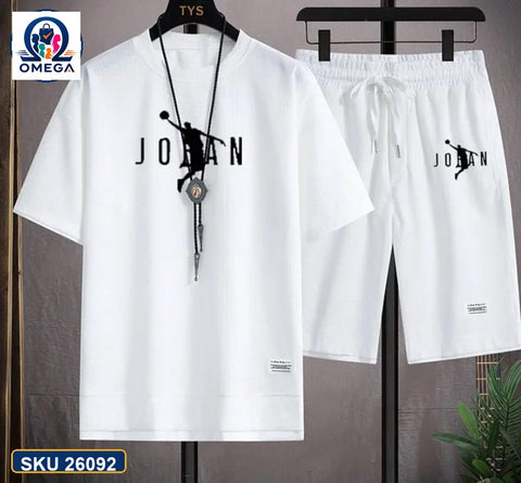 Mash T-Shirt and Shorts Combo White Jordan Text product photo | OmegaBD