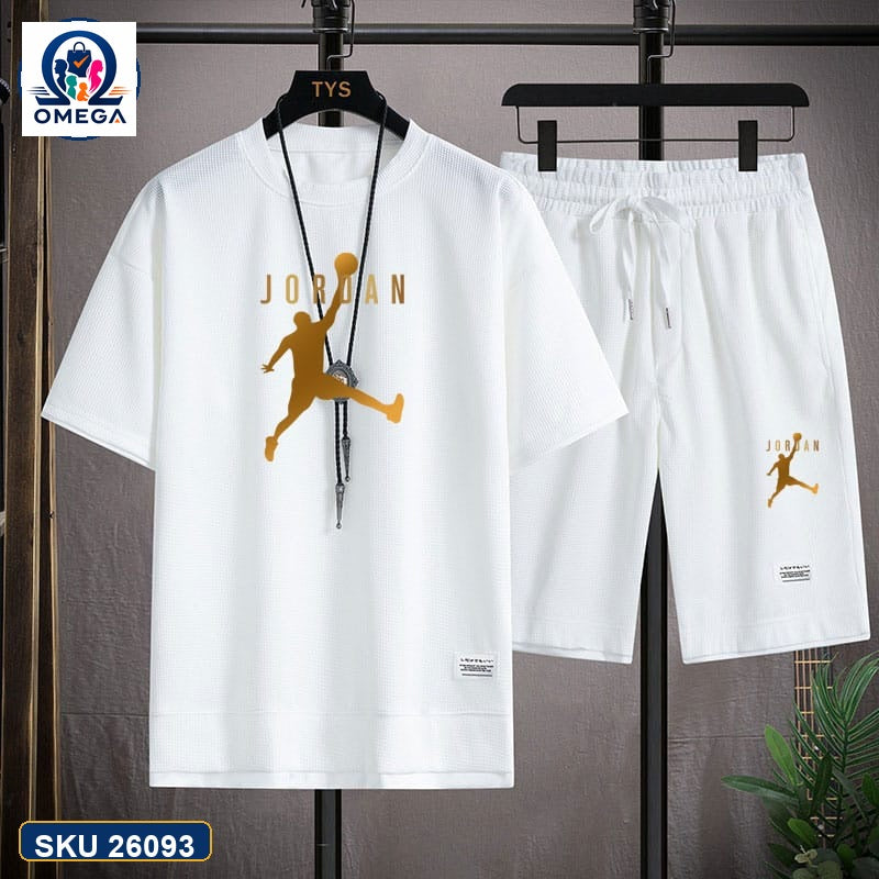 Mash T-Shirt and Shorts Combo White Jordan Gold product photo | OmegaBD