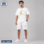 Mash T-Shirt and Shorts Combo White Jordan Gold Bangladeshi model preview | OmegaBD