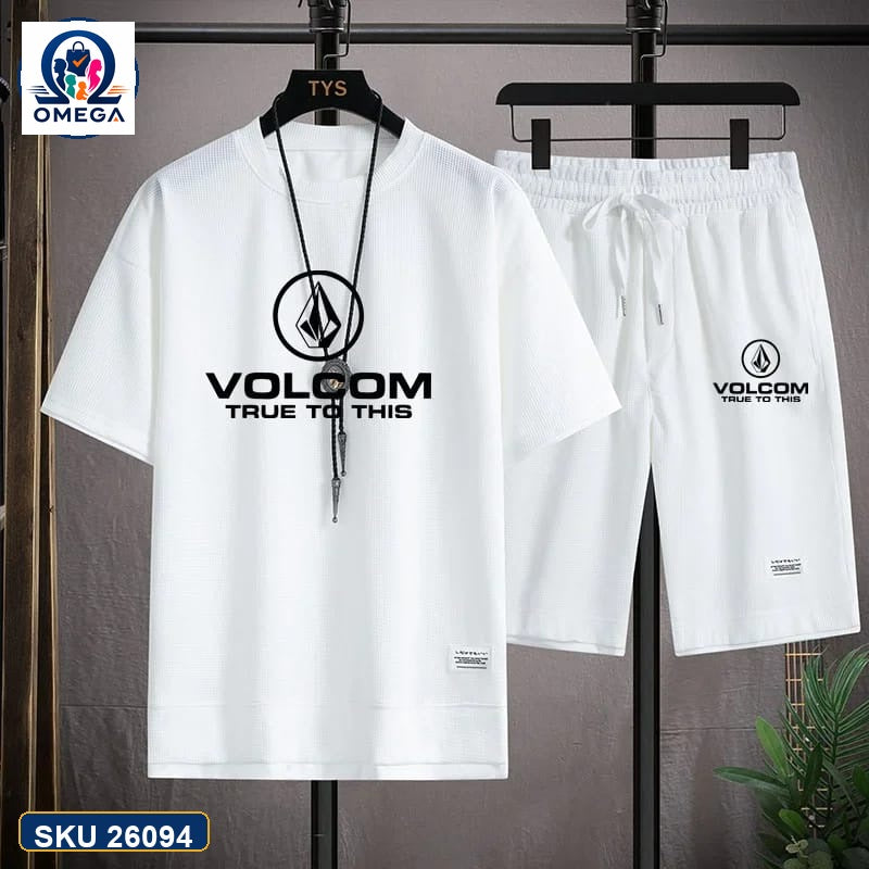 Mash T-Shirt and Shorts Combo White Volcom Logo product photo | OmegaBD