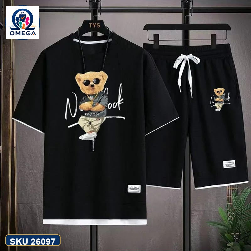 Mash T-Shirt and Shorts Combo Black Bear Graphic product photo | OmegaBD