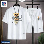 Mash T-Shirt and Shorts Combo White Bear Graphic product photo | OmegaBD
