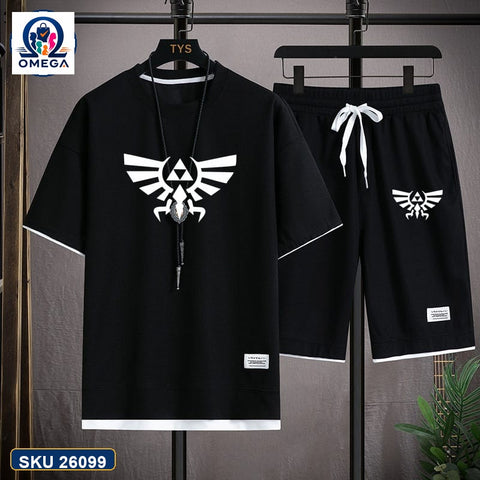 Mash T-Shirt and Shorts Combo Black Wing Symbol product photo | OmegaBD