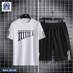 Mash T-Shirt and Shorts Combo White Gothic Letters product photo | OmegaBD