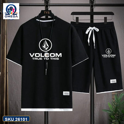 Mash T-Shirt and Shorts Combo Black Volcom Logo product photo | OmegaBD