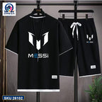 Mash T-Shirt and Shorts Combo Black Messi Logo product photo | OmegaBD