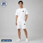 Mash T-Shirt and Shorts Combo White Adidas Logo Bangladeshi model preview | OmegaBD