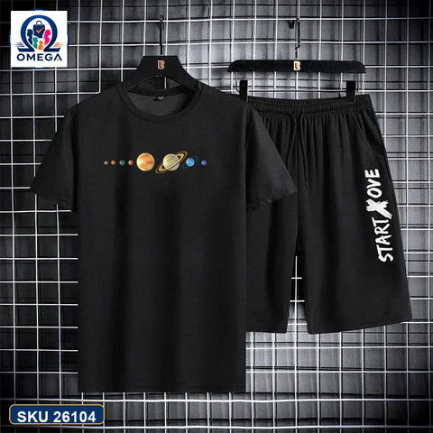 Mash T-Shirt and Shorts Combo Black Solar System Graphic product photo | OmegaBD