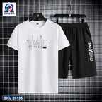 Mash T-Shirt and Shorts Combo White Wave Line Graphic product photo | OmegaBD