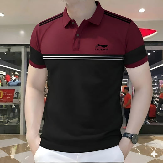 Polo Shirt For Men Maroon Black Contrast Stripe