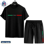 Mash T-Shirt and Shorts Combo Black Italy Stripe product photo | OmegaBD