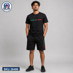 Mash T-Shirt and Shorts Combo Black Italy Stripe Bangladeshi model preview | OmegaBD