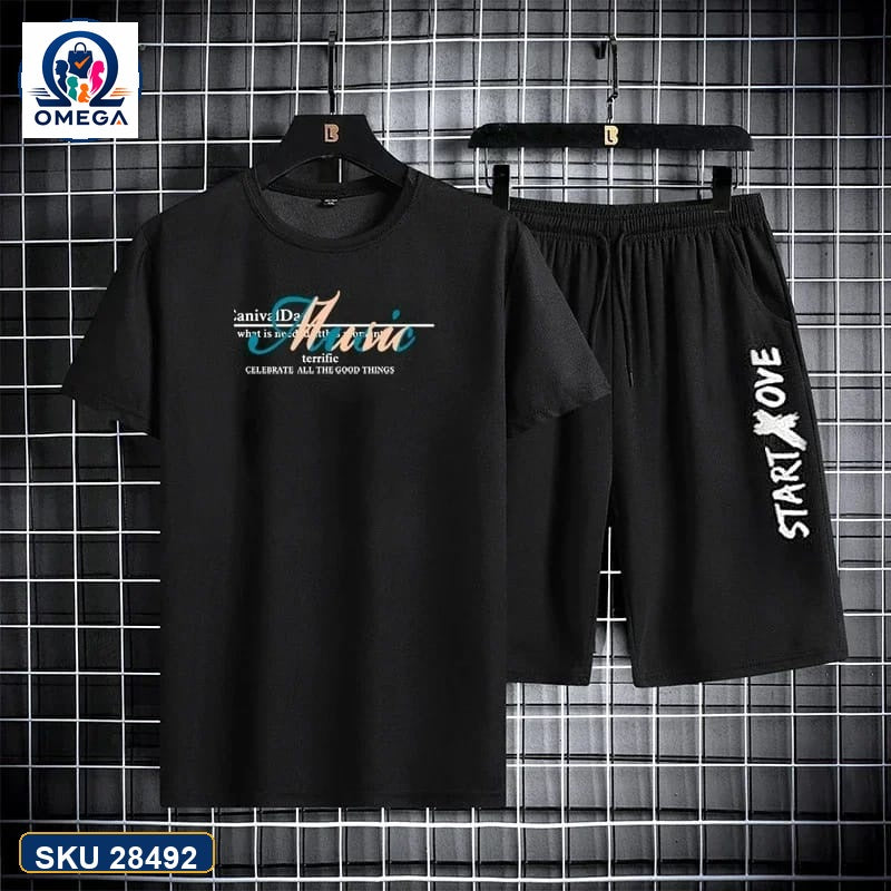 Mash T-Shirt and Shorts Combo Black Atomic Graphic product photo | OmegaBD