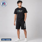 Mash T-Shirt and Shorts Combo Black Atomic Graphic Bangladeshi model preview | OmegaBD