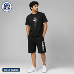 Mash T-Shirt and Shorts Combo Black Heartbeat Square Graphic Bangladeshi model preview | OmegaBD