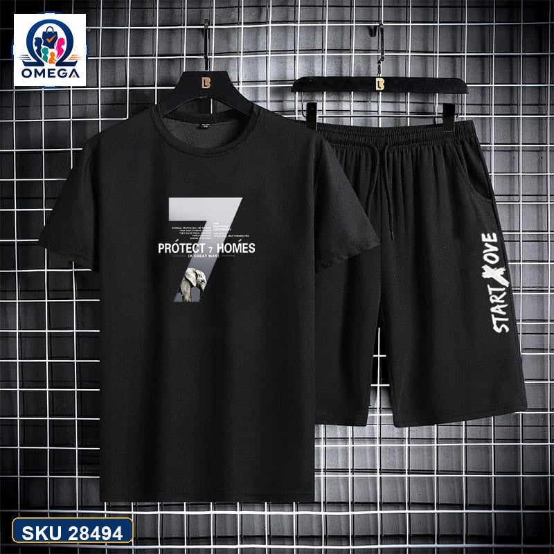 Mash T-Shirt and Shorts Combo Black Performance Grey Logo product photo | OmegaBD