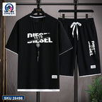 Mash T-Shirt and Shorts Combo Black Diesel Logo product photo | OmegaBD