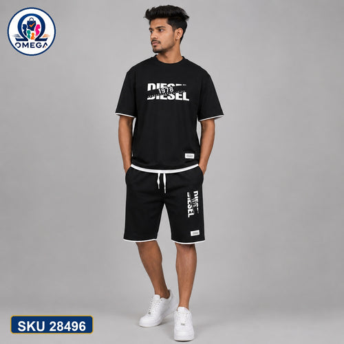 Mash T-Shirt and Shorts Combo Black Diesel Logo Bangladeshi model preview | OmegaBD