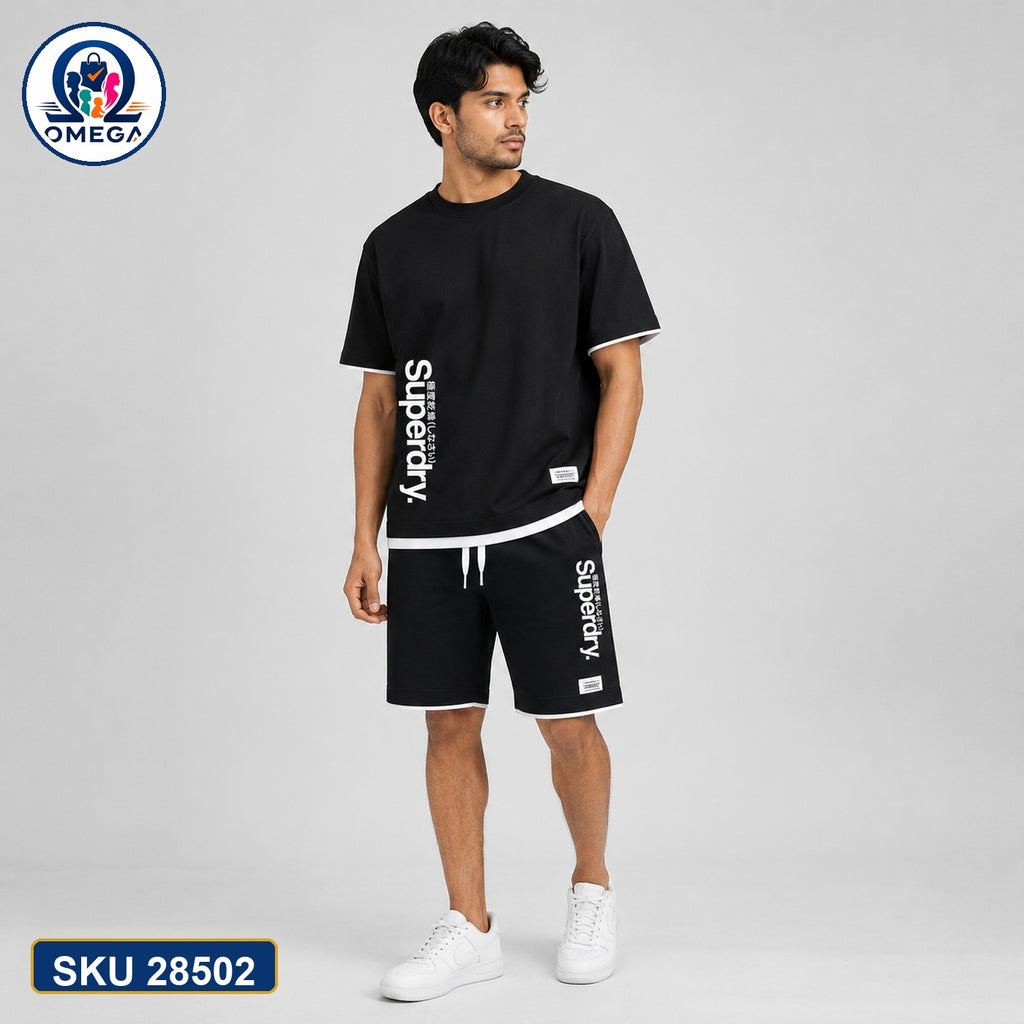 Mash T-Shirt and Shorts Combo Black Superdry Vertical Bangladeshi model preview | OmegaBD