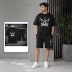 Mash T-Shirt and Shorts Combo Black Sumifai Wing Graphic Bangladeshi model preview | OmegaBD