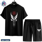 Mash T-Shirt and Shorts Combo Black Red Skull Wing Graphic product photo | OmegaBD
