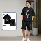 Mash T-Shirt and Shorts Combo Black Silver Cross Emblem Bangladeshi model preview | OmegaBD