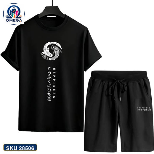 Mash T-Shirt and Shorts Combo Black Dragon Circle Graphic