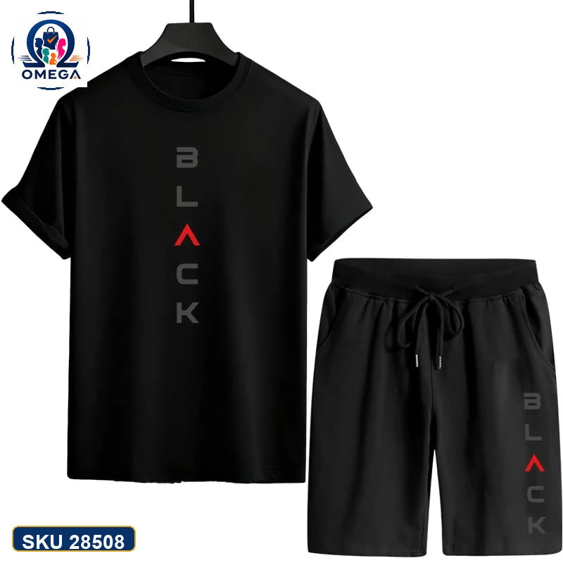 Mash T-Shirt and Shorts Combo Black Vertical Text Graphic product photo | OmegaBD
