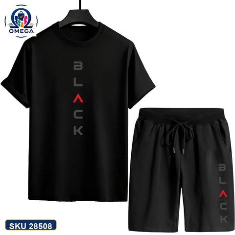 Mash T-Shirt and Shorts Combo Black Vertical Text Graphic product photo | OmegaBD
