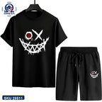 Mash T-Shirt and Shorts Combo Black Red Smile Cross Graphic product photo | OmegaBD