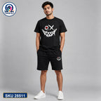 Mash T-Shirt and Shorts Combo Black Red Smile Cross Graphic Bangladeshi model preview | OmegaBD