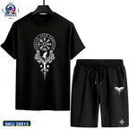 Mash T-Shirt and Shorts Combo Black Ornate Wing Emblem product photo | OmegaBD