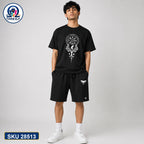 Mash T-Shirt and Shorts Combo Black Ornate Wing Emblem Bangladeshi model preview | OmegaBD