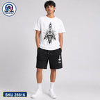 Mash T-Shirt and Shorts Combo White Black Cross 666 Graphic Bangladeshi model preview | OmegaBD