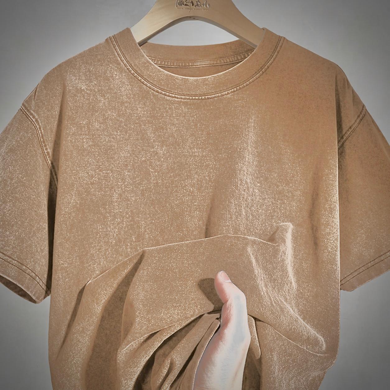 Acid Wash Drop Shoulder T-Shirt Beige Plain Acid Wash product photo | OmegaBD