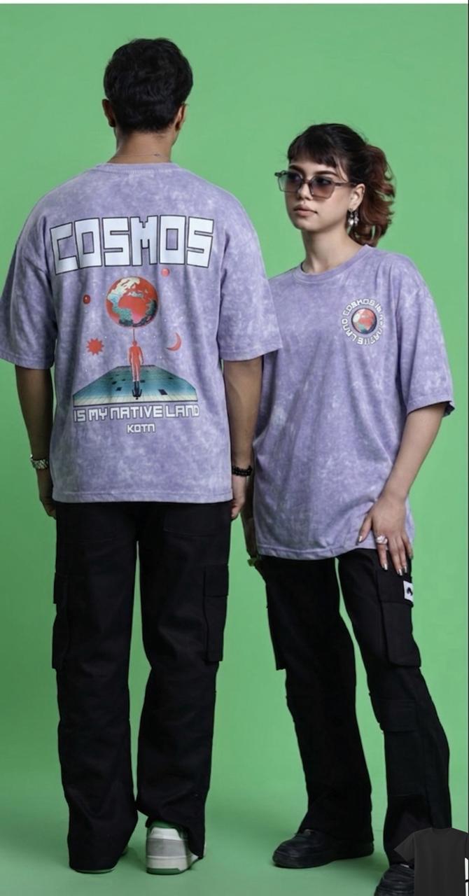 Acid Wash Drop Shoulder T-Shirt Purple Cosmos Graphic product photo | OmegaBD